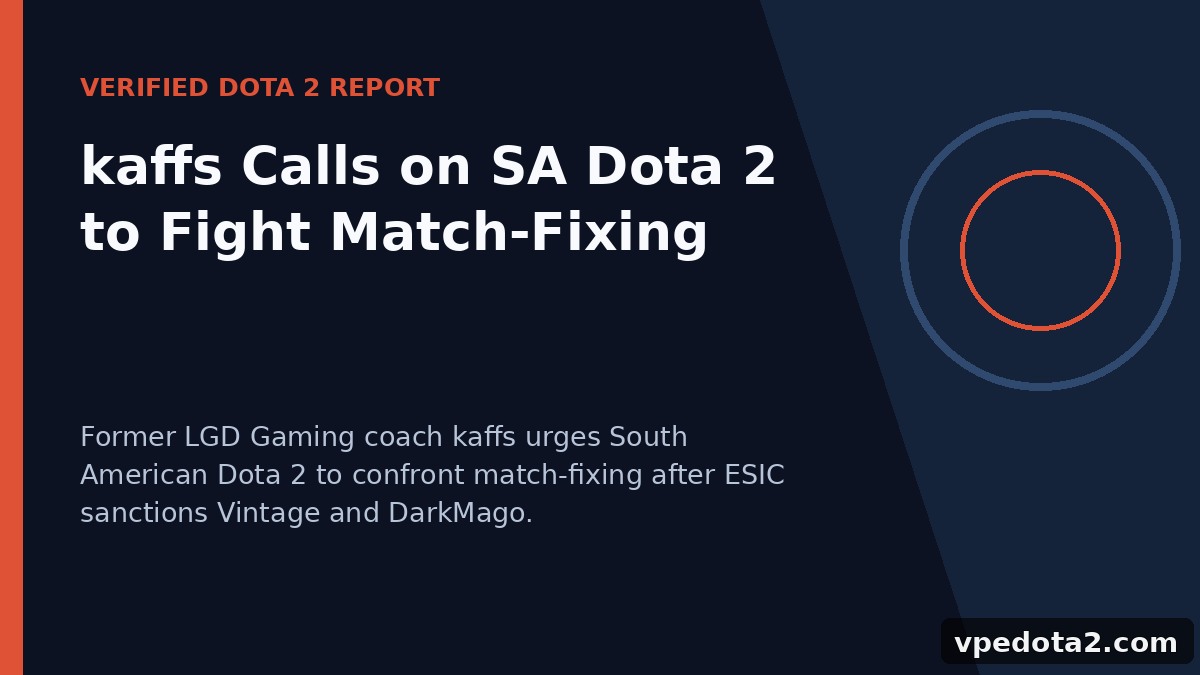 kaffs призывает SA Dota 2 бороться с договорными матчами